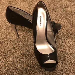 Black peep toe heels